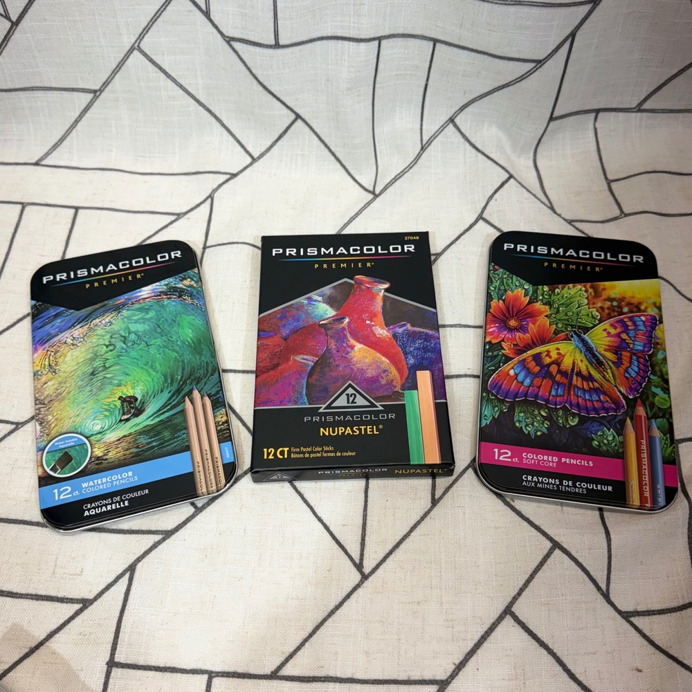 Prismacolor Premier Art Set 12ct Watercolor Nupastel Soft Core Pencils READ